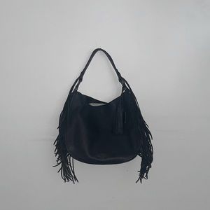NWT COACH Nomad Fringe Hobo in Pebble Leather Black